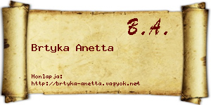 Brtyka Anetta névjegykártya